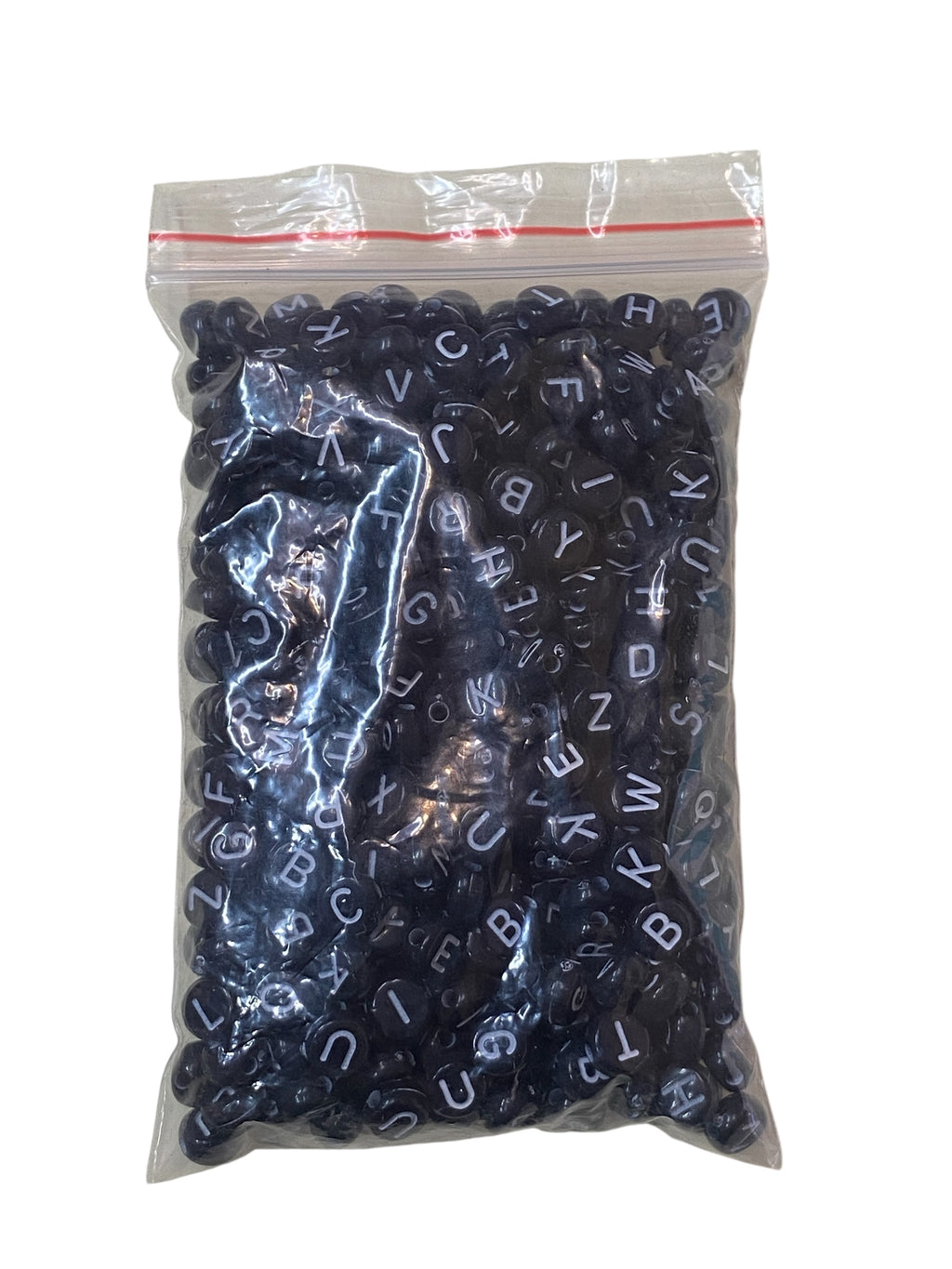 Cuentas de letras negras con blanco