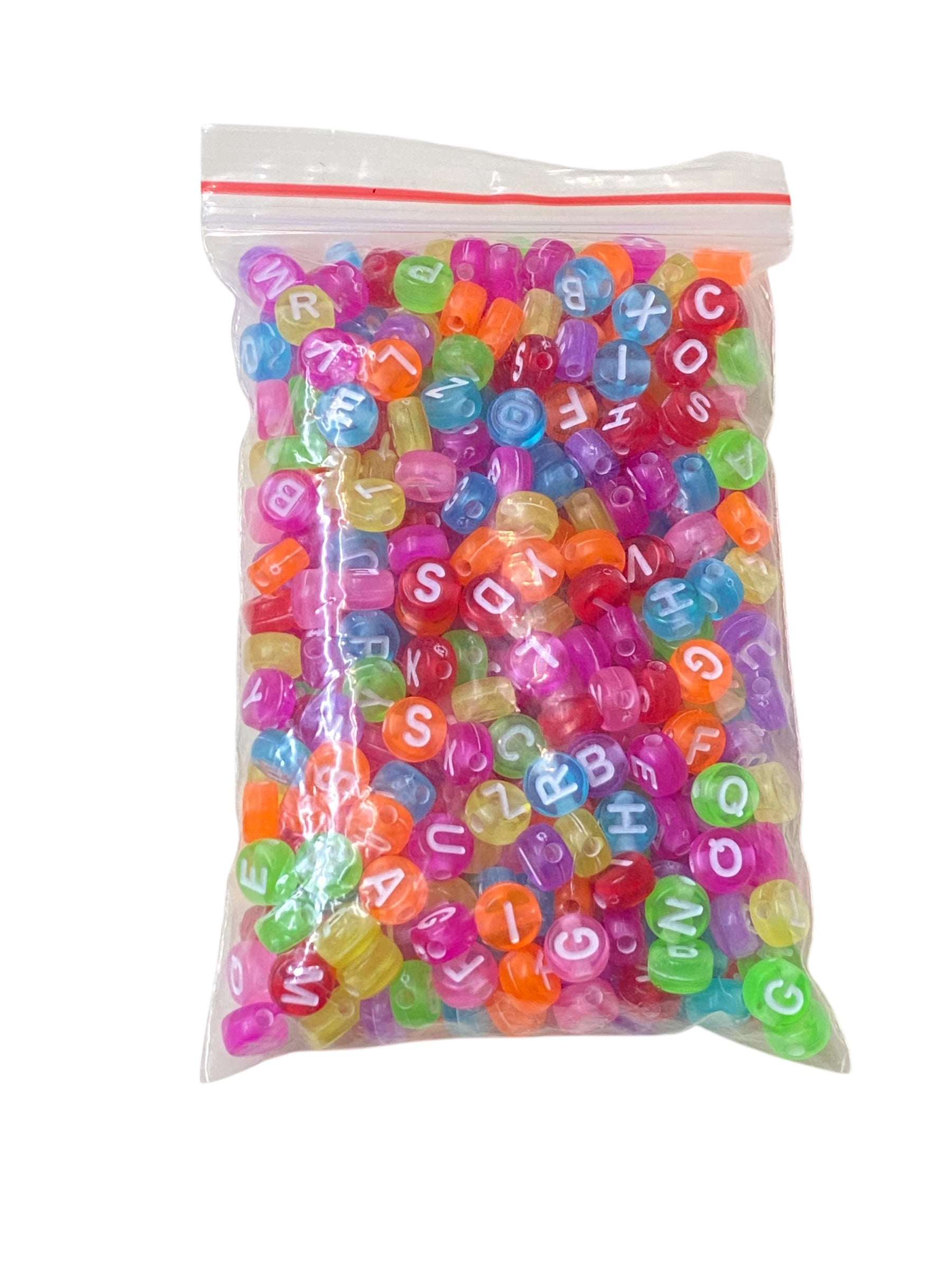 Cuentas de letras coloridas traslúcidas